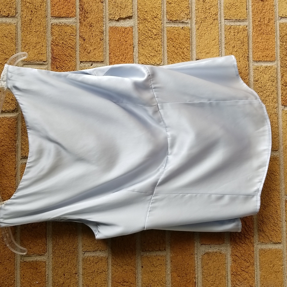 100% Silk Baby Blue Lace-Trim Tank - Picture 3 of 12